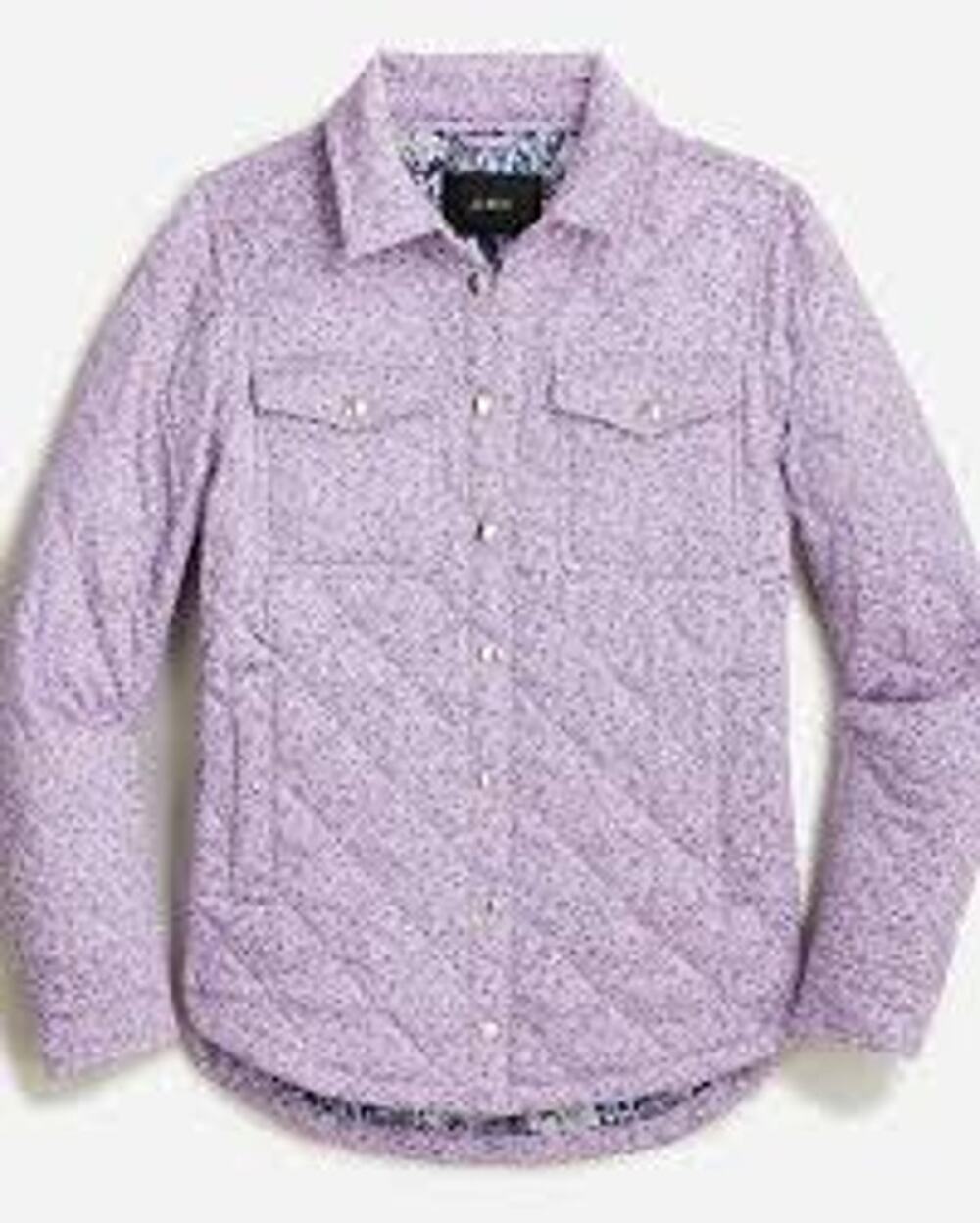 J.Crew Womens Quilted Shirt-Jacket Point collar Button closure Purple Size S